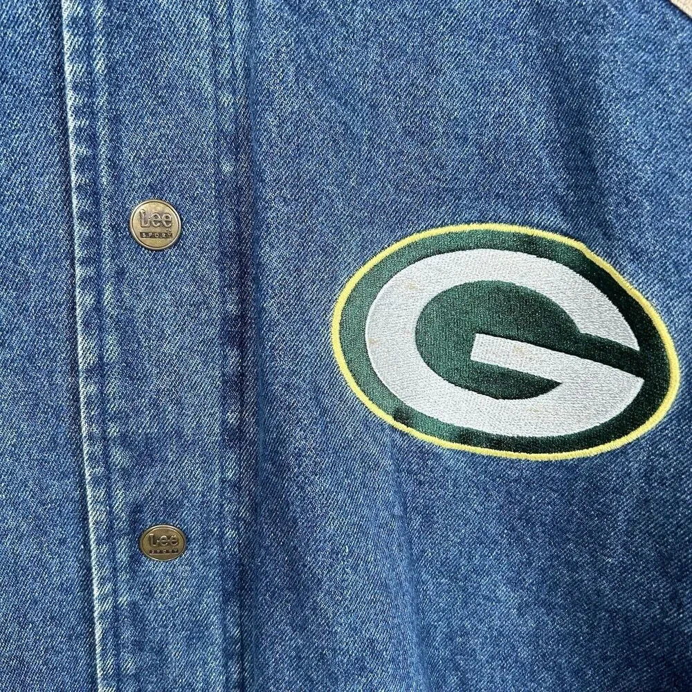Lee Green Bay Packers Blue and Tan Denim Jacket - Picture 3 of 8
